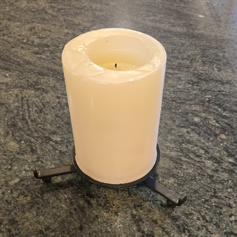 CRATE & BARREL Steel Candle Holder & Candle